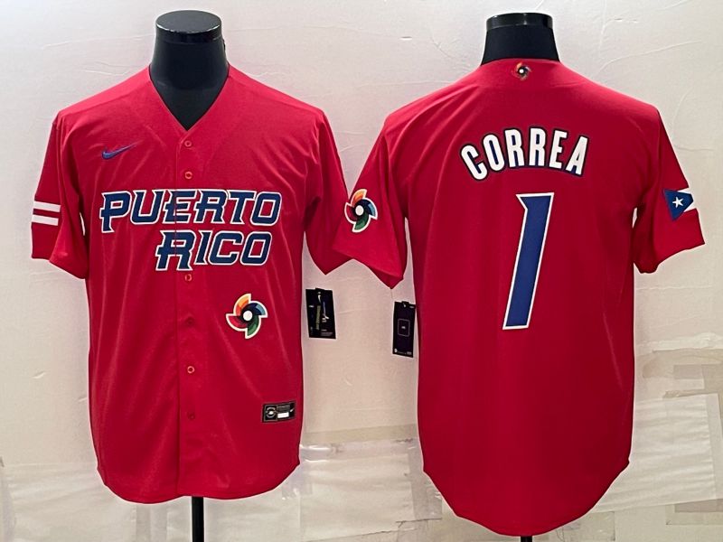 Men 2023 World Cub 1 Correa Red Nike MLB Jersey8